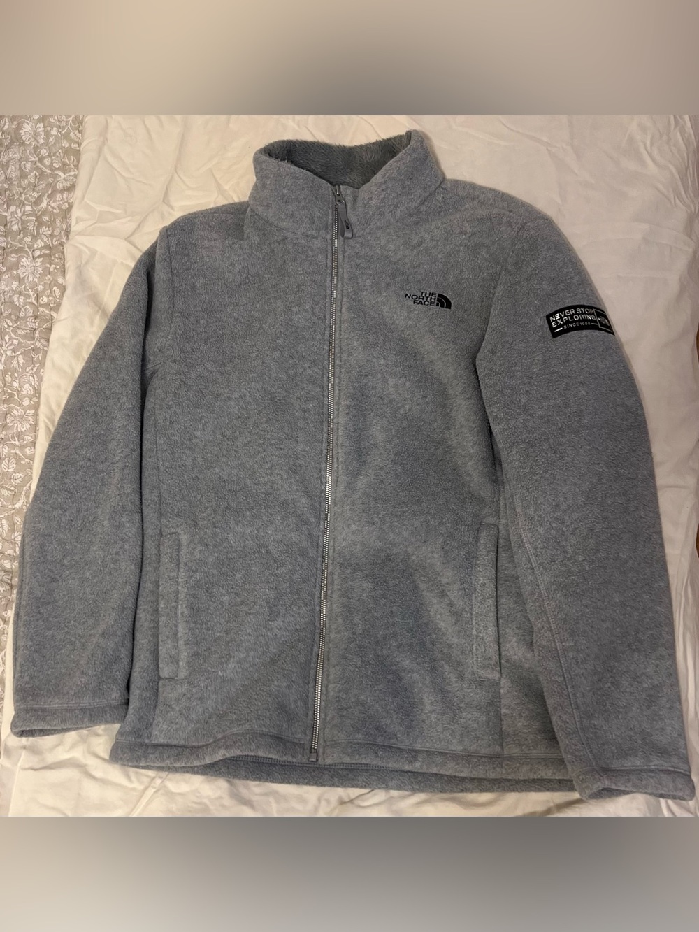 The North Face Light Gray Full-Zip Fleece Jacket